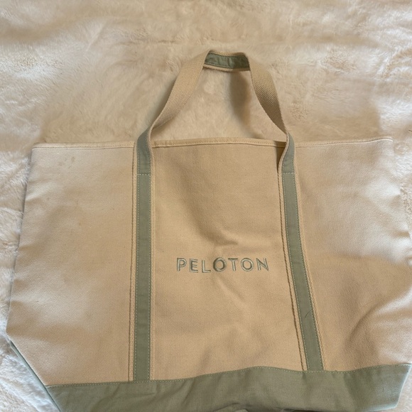 Peloton Handbags - Peloton Cream and Green Canvas Tote